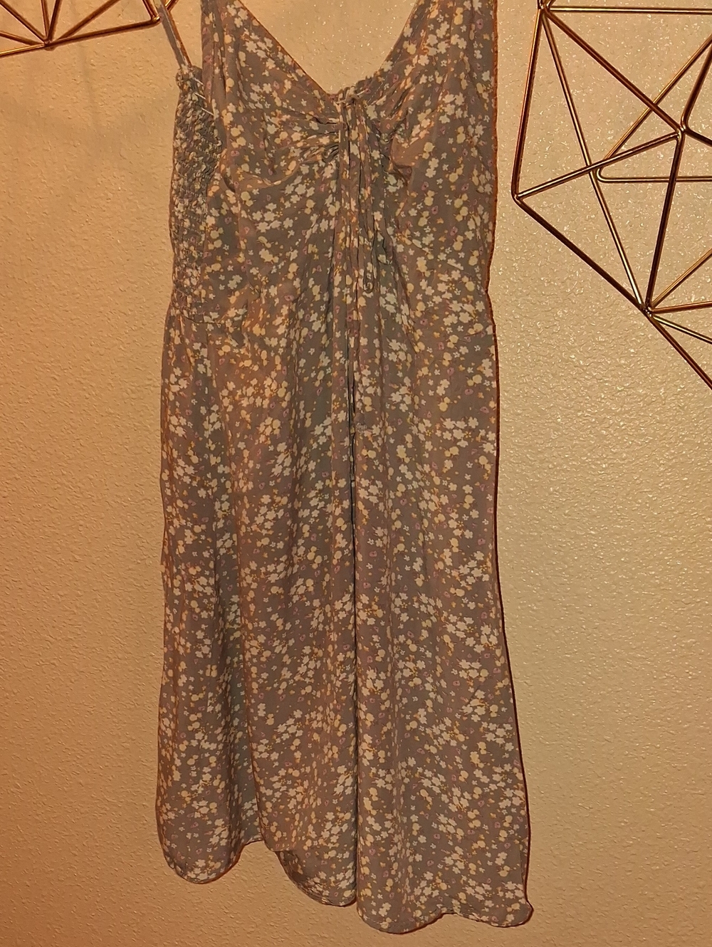 Floral Tie-Front Mini Dress in Muted Mauve